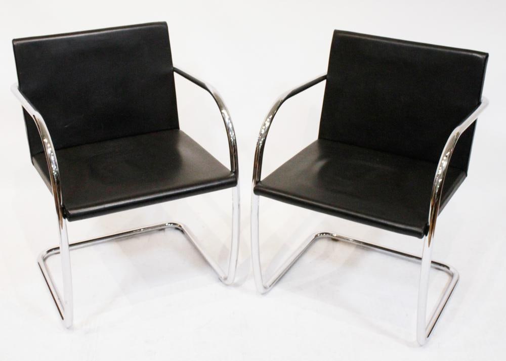 Pair of Brno Chairs for Knoll, Chrome and Black Leather (1 of 9)