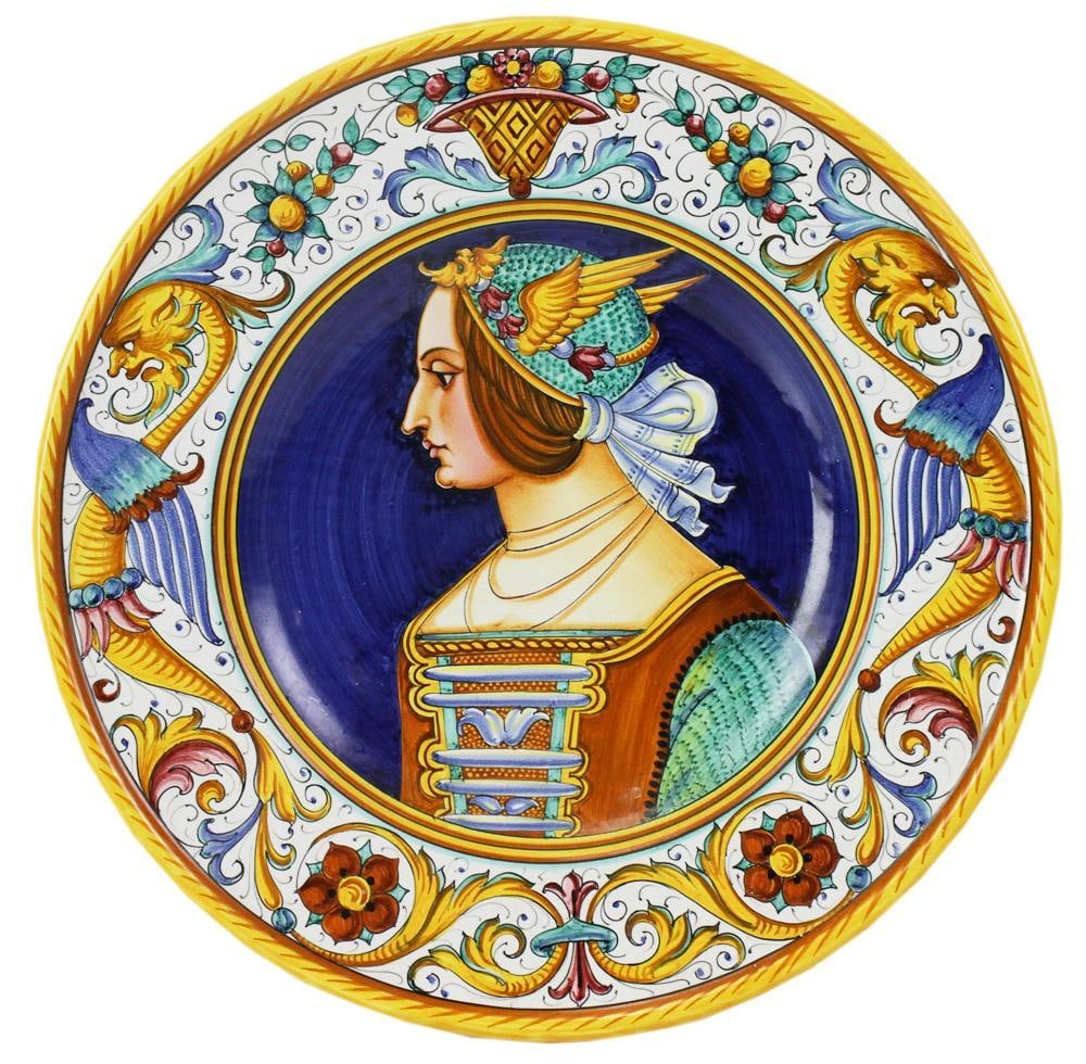 Italian Majolica Charger with Portrait of Minerva (1 of 7)
