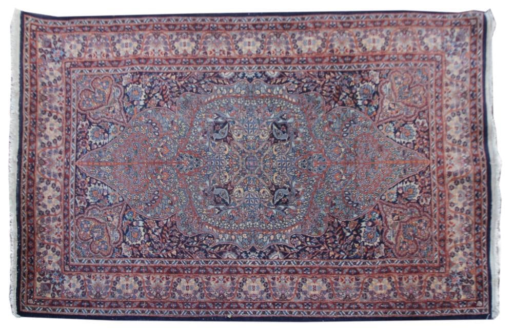 Indo-Tabriz Rug: Indo-Tabriz rug, 6' 2" x 3' 5". Provenance: Estate of David and Sarah Martin, Montecito, California.