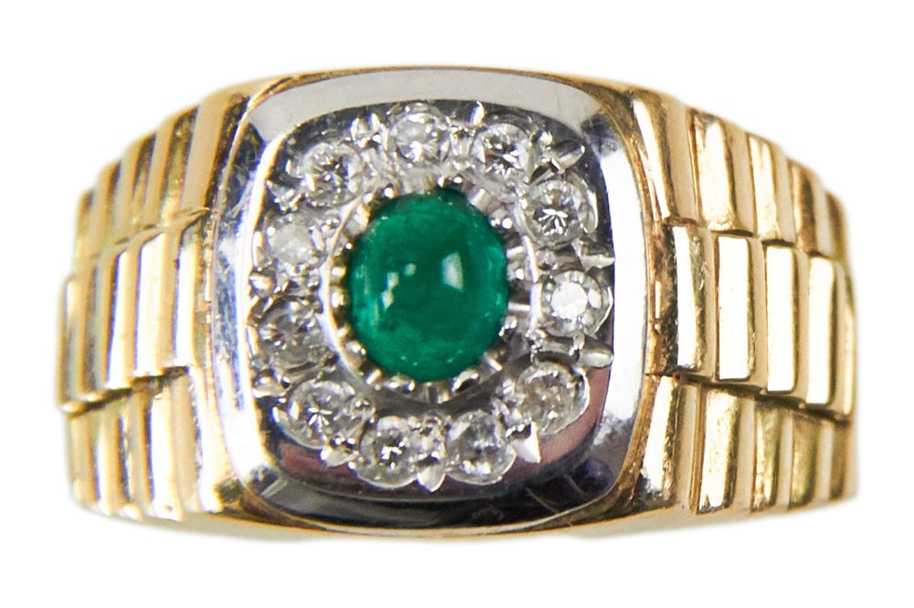 10k Yellow Gold Ring with Diamonds and Emerald (1 of 5)