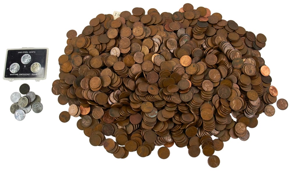 Large Group of American Pennies, Mostly Wheat (1 of 10)