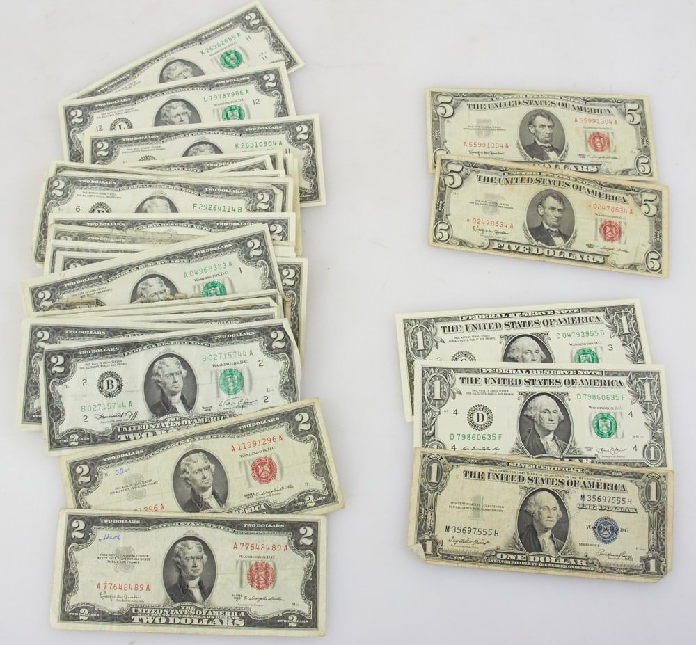 American Currency, One, Two, and Five-Dollar Bills (1 of 8)