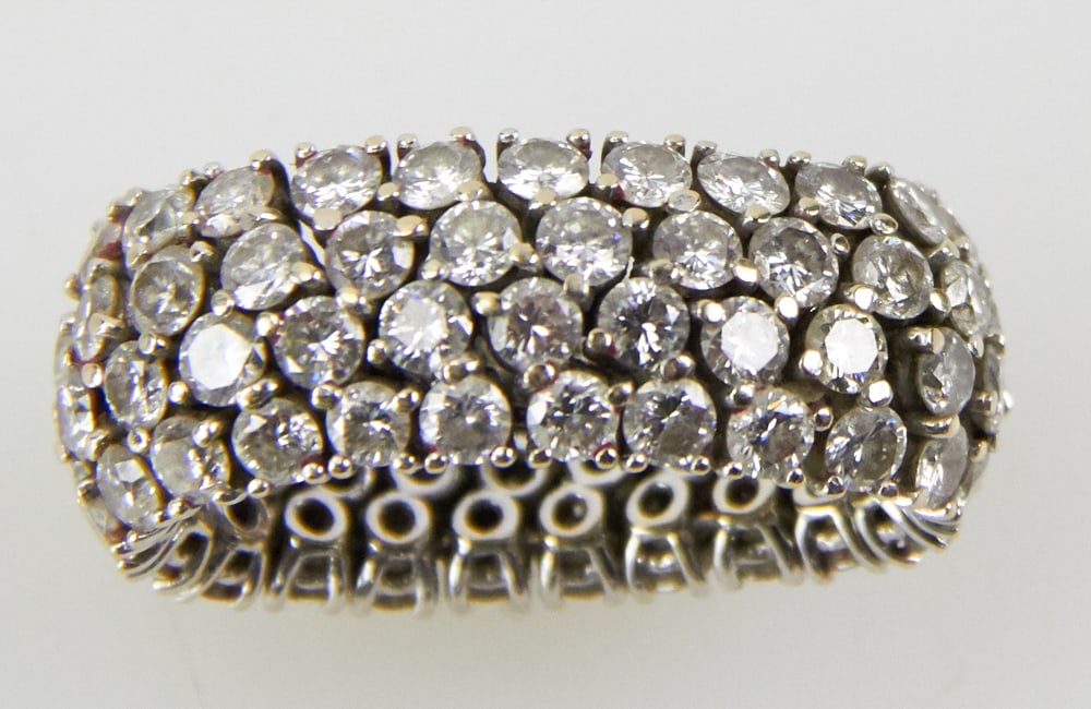 18k Gold Ladies' Diamond Ring: 18k gold ladies' diamond ring having 3.5 ctw diamonds. Ring size 9. Provenance: Palm Beach, Florida estate. PLEASE NOTE: payment for silver, gold, jewelry, and coins must be made via wire transfer,