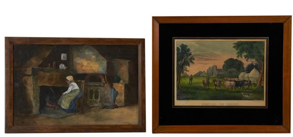 George Merritt Clark Watercolor, Currier and Ives Print (1 of 7)