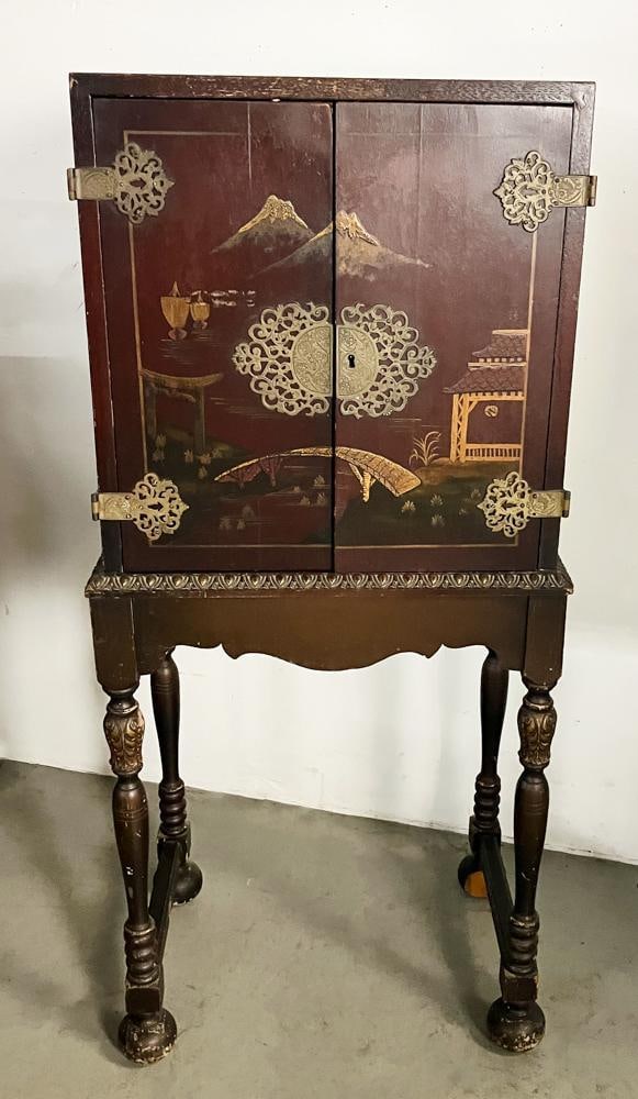 Chinoiserie-decorated Cabinet with Brass Hardware (1 of 6)