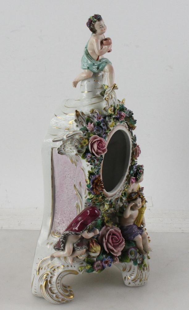 Dresden Porcelain Figural Clock - 15