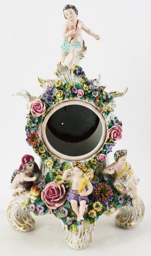 Dresden Porcelain Figural Clock - 2