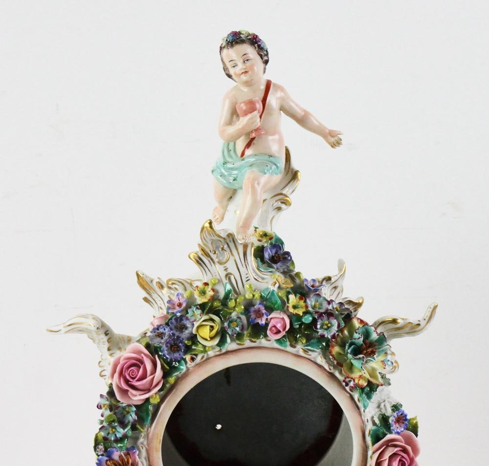 Dresden Porcelain Figural Clock - 4