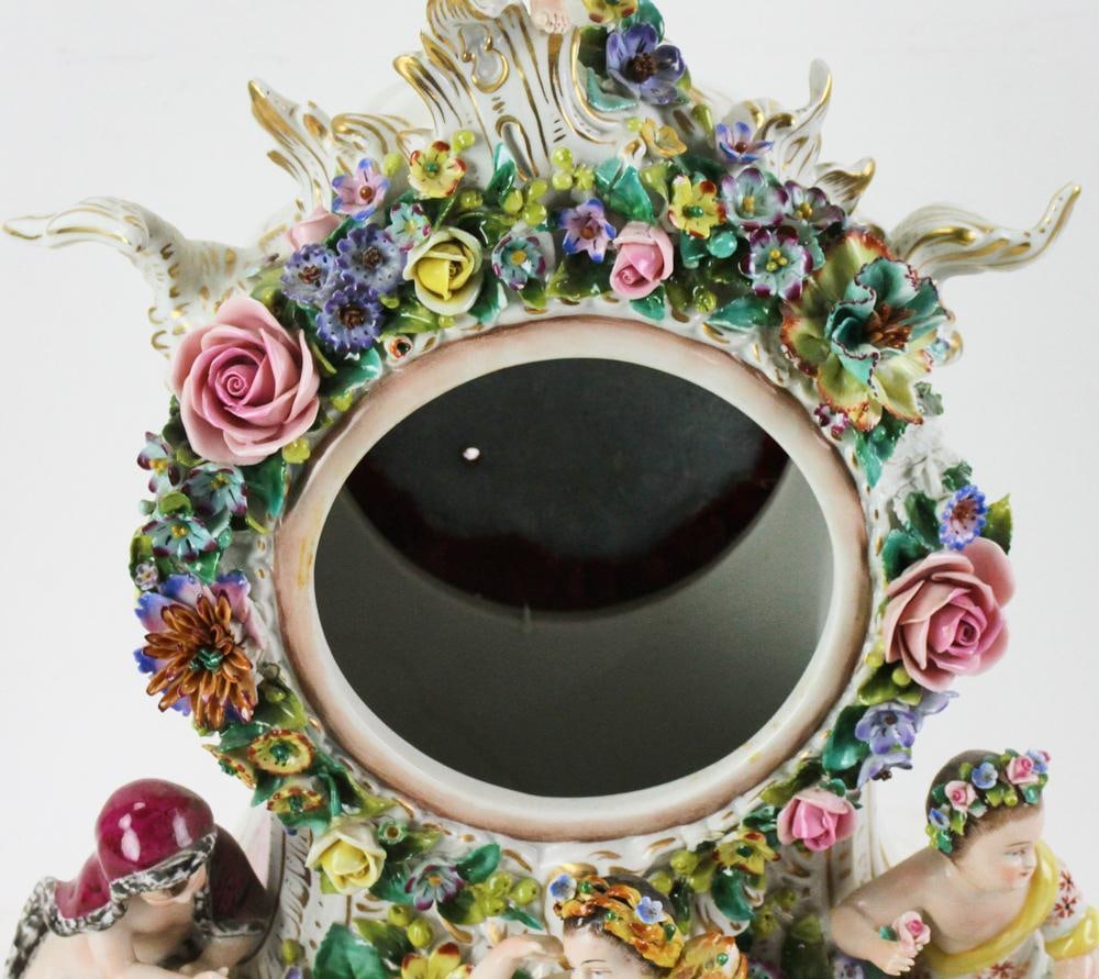 Dresden Porcelain Figural Clock - 7