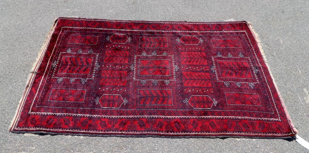 Old Turkoman Rug: Old Turkoman rug, 7' 5" x 4'. Provenance: West Palm Beach, Florida estate.