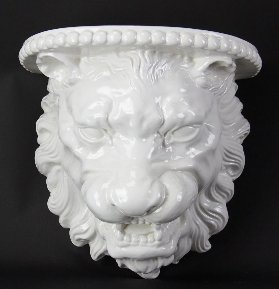 Vintage Italian White Porcelain Figural Lion Wall Shelf (1 of 5)