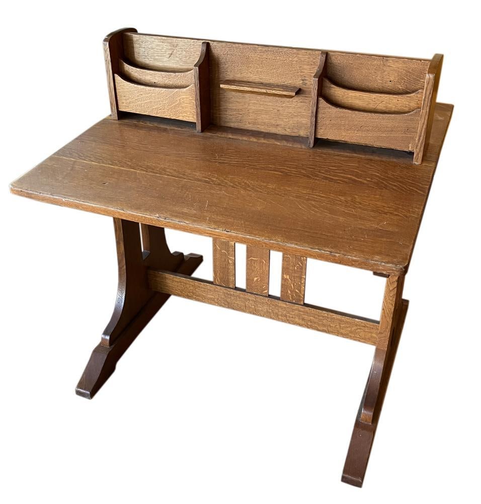 Charles Limbert Arts and Crafts Partners/Postcard Desk: Charles Limbert Arts and Crafts partners/postcard desk, 1915, signed on bottom, 38" H x 38" x 36". Provenance: Nahant, Massachusetts collection. PLEASE NOTE: On KaminskiLIVE, lots valued at over