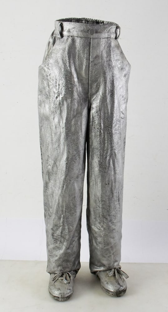 Silver Pants Sculpture: Silver pants sculpture, signed indistinctly, 33" H x 10" W x 10" D. Provenance: Palm Beach, Florida estate.