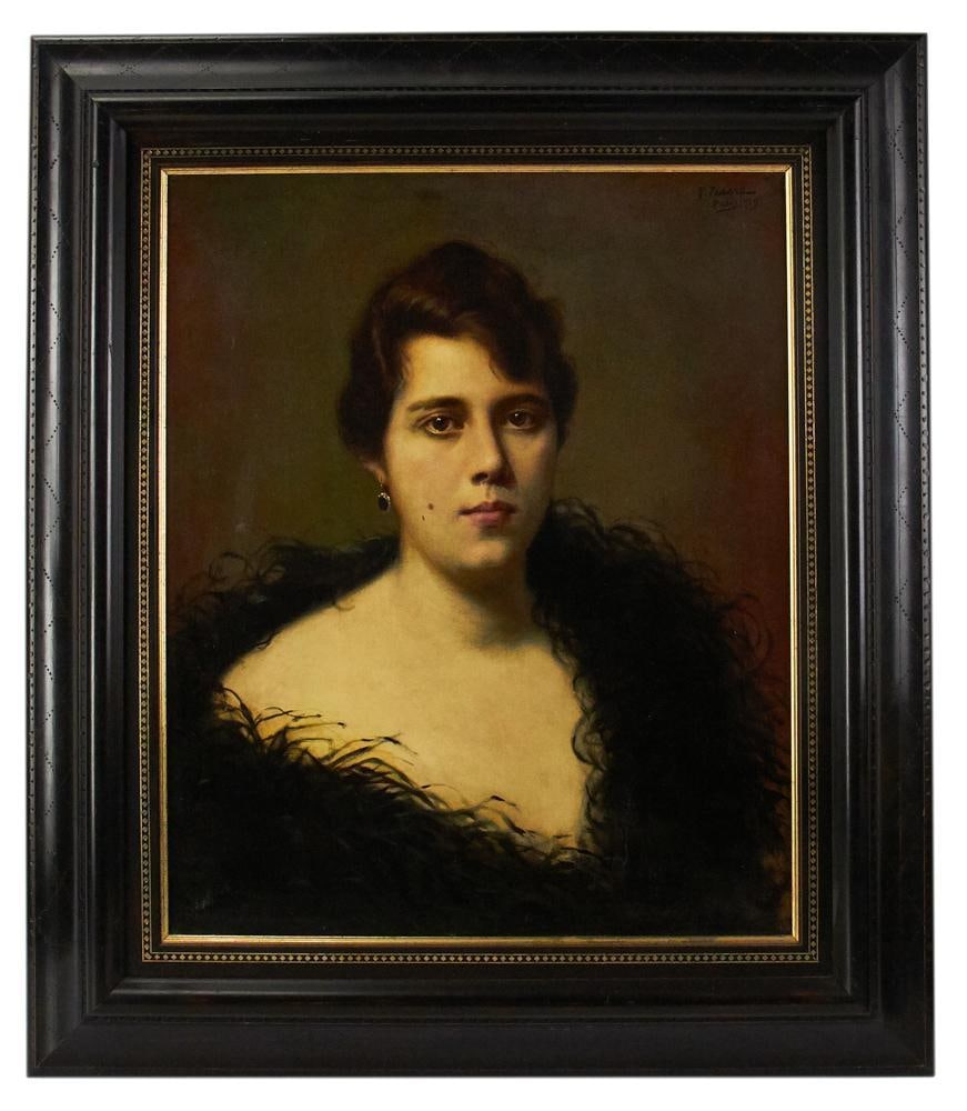 F. Porero, Paris 1919, Portrait, Oil on Canvas: F. Porero, Paris 1919, portrait, oil on canvas, 24" x 20", framed 33" x 28". Provenance: Hollywood, Florida collection.