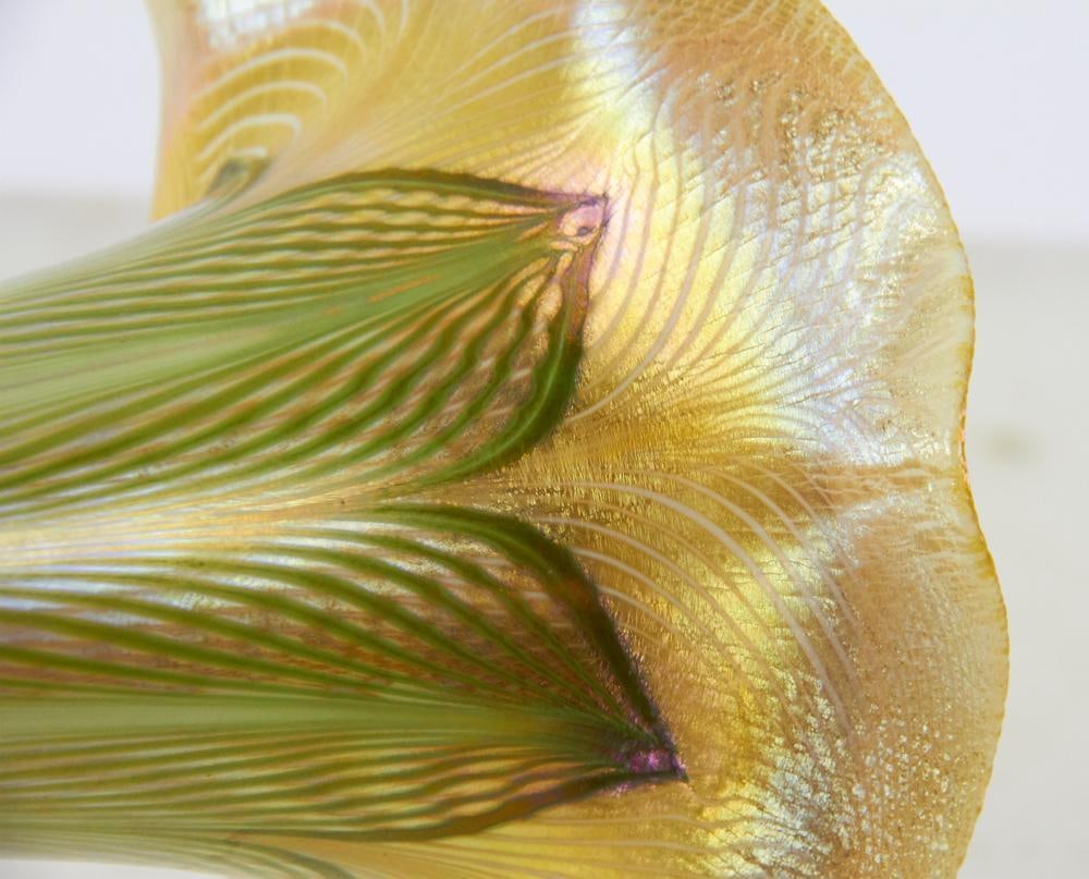 Signed Quezal Pulled Feather Vase - 11