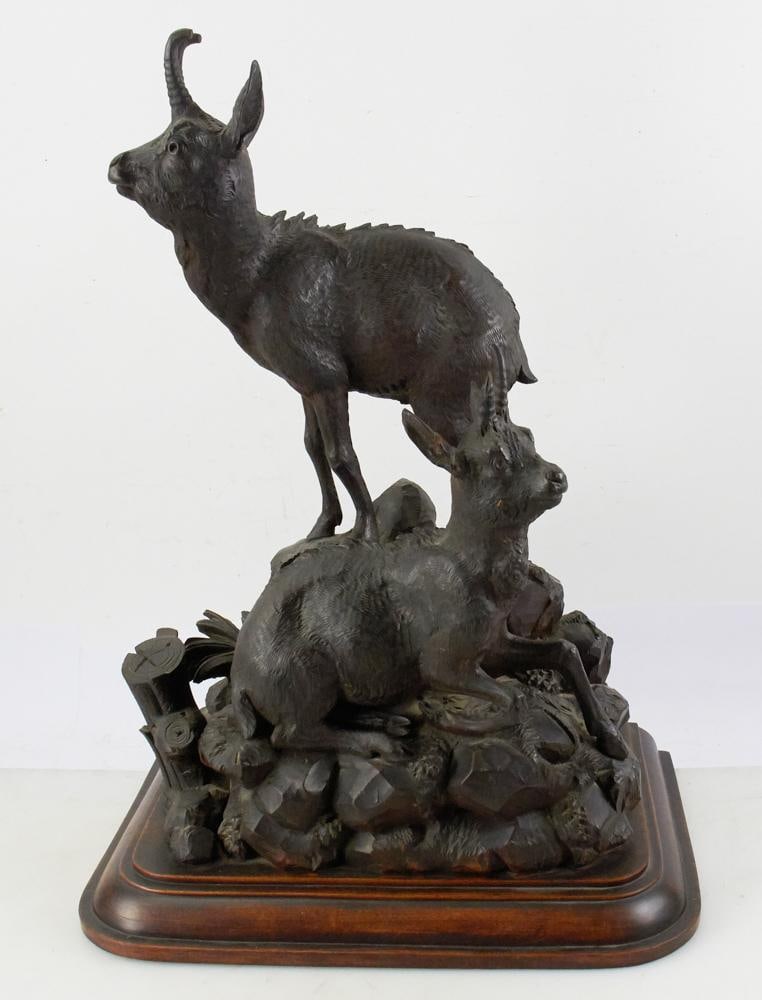 19thC German Black Forest Carved Sculpture of Goats (1 of 11)