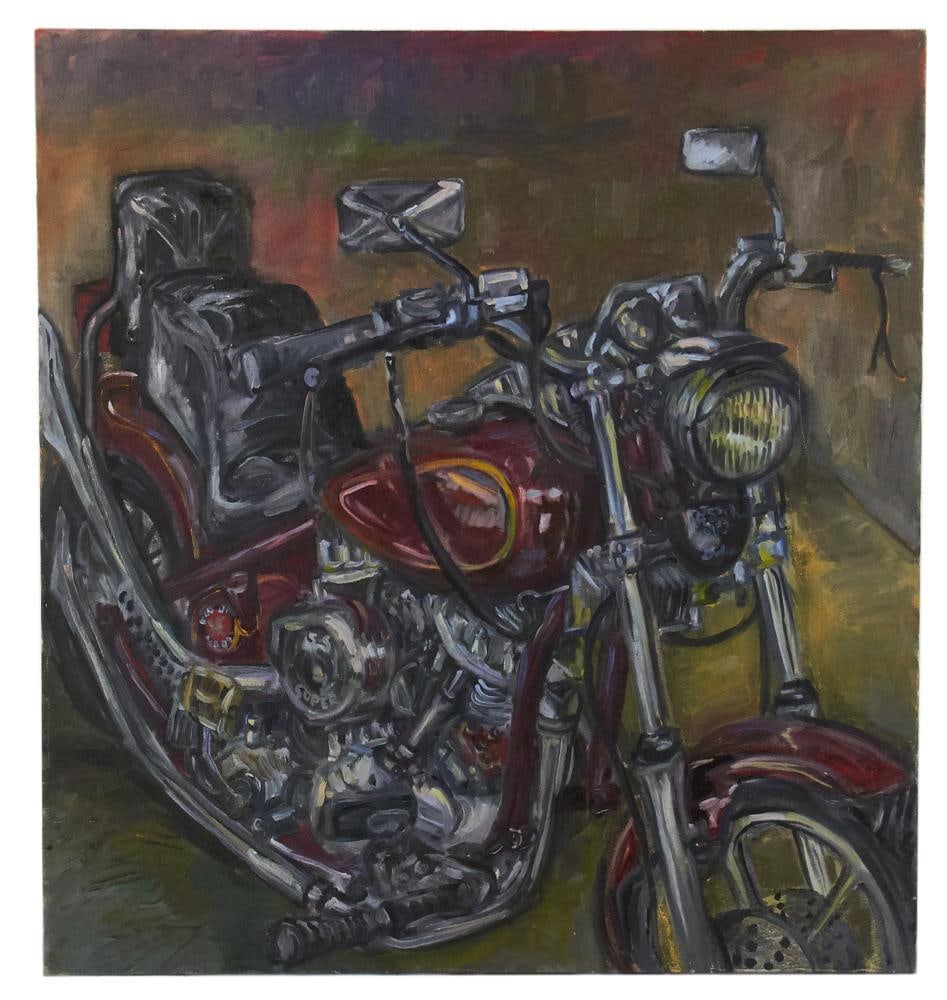 John Davis O'Shaughnessy, Burgundy Custom Motorcycle (1 of 4)