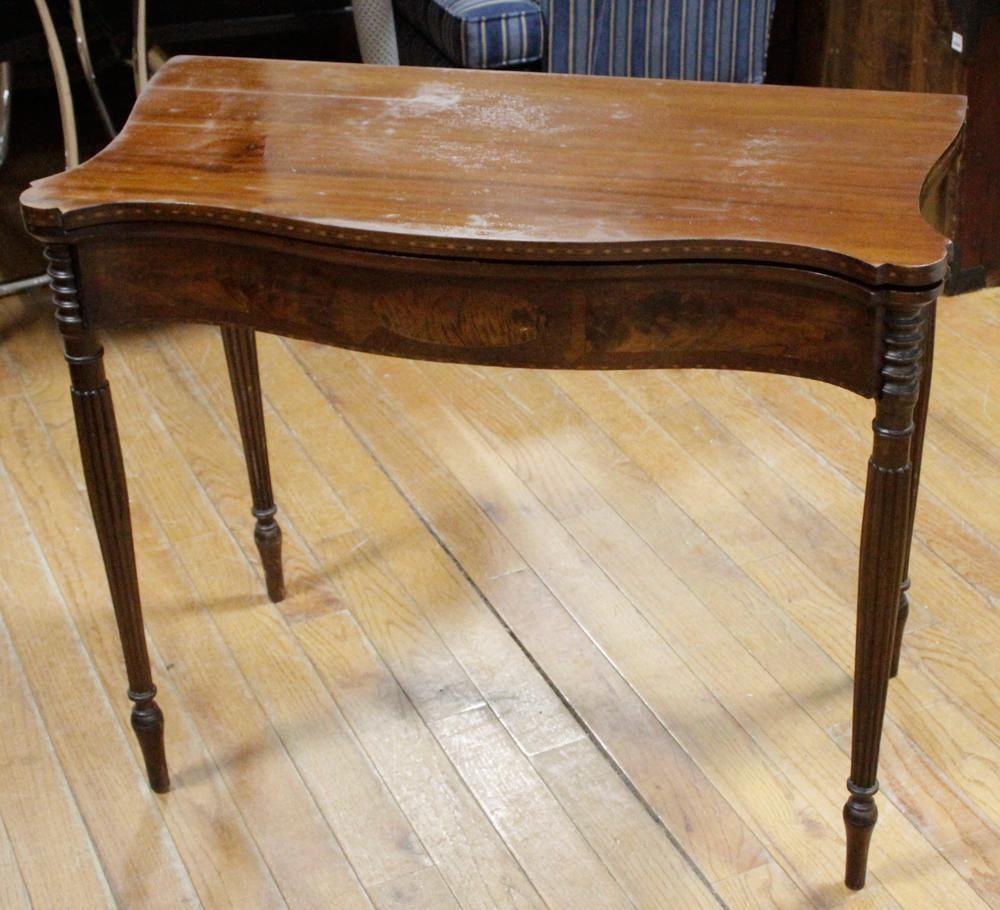 19thC Sheraton-style Mahogany Gate-leg Card Table (1 of 5)