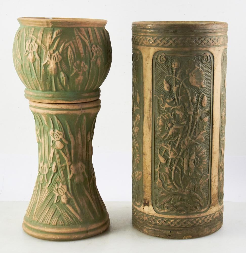 Vintage Umbrella Stand, Pottery Planter and Pedestal (1 of 15)