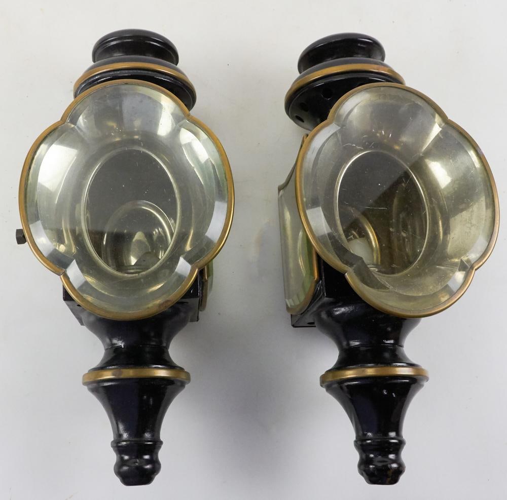 Late 19thC Carriage Lamps with Beveled Glass, Brass Trim (1 of 11)