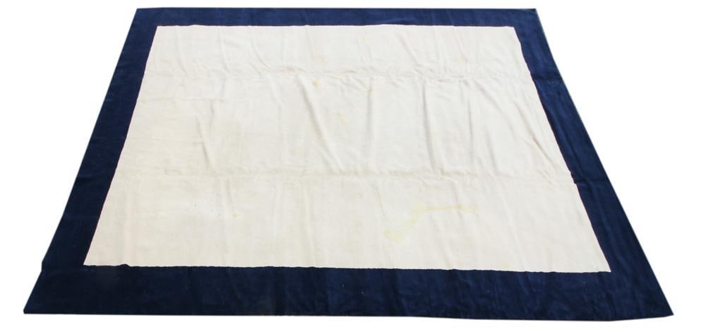 Modern Tibetan Blue and Cream-color Rug: Modern Tibetan blue and cream-color rug, 13' 10" x 10' 1". Provenance: The Susie Hilfiger Collection.