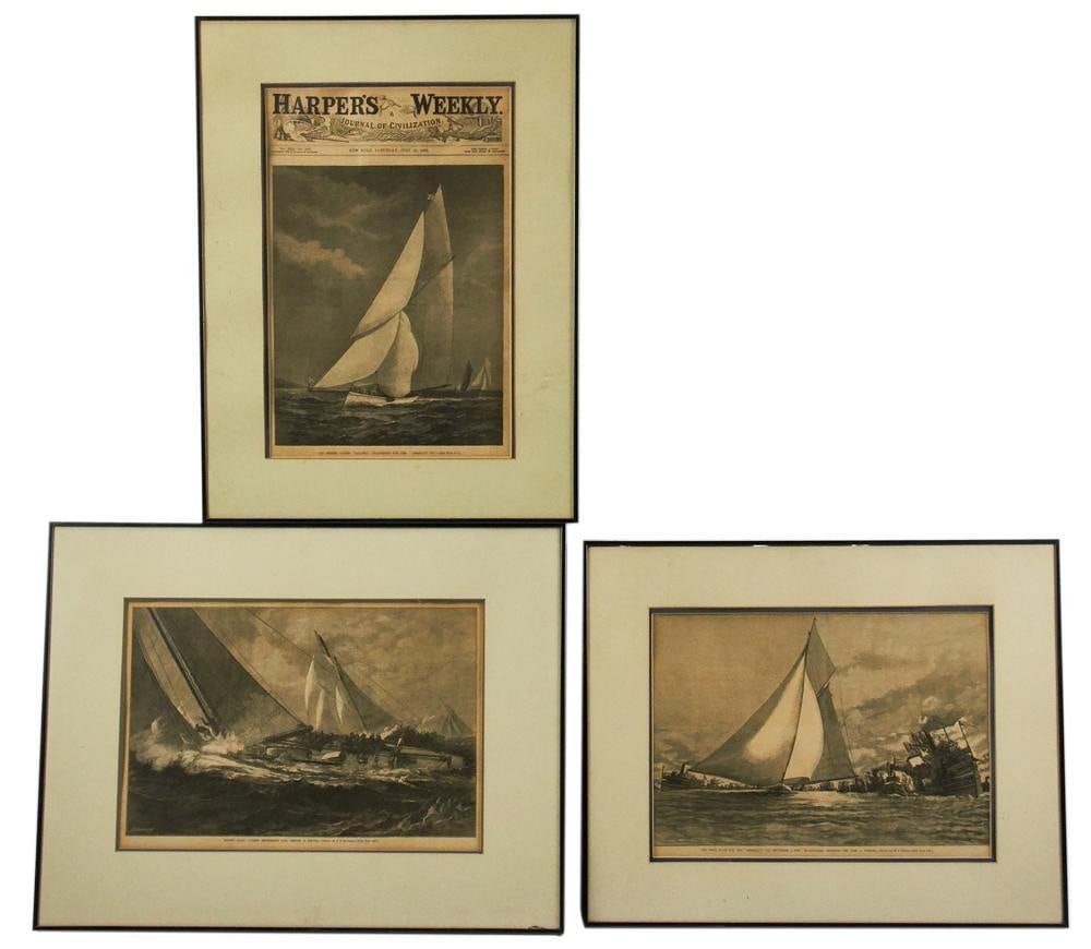 Harper's Weekly Sailing Prints, Framed (1 of 13)