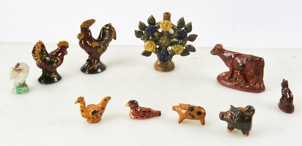 Collection of Miniature Pottery Animals and Tree (1 of 11)