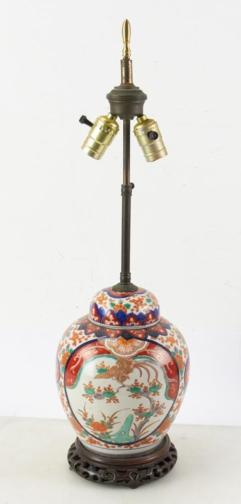 19thC Japanese Imari Ginger Jar Lamp: 19th century Japanese Imari ginger jar lamp, 26" H x 11" x 7". Provenance: Palm Beach, Florida estate.