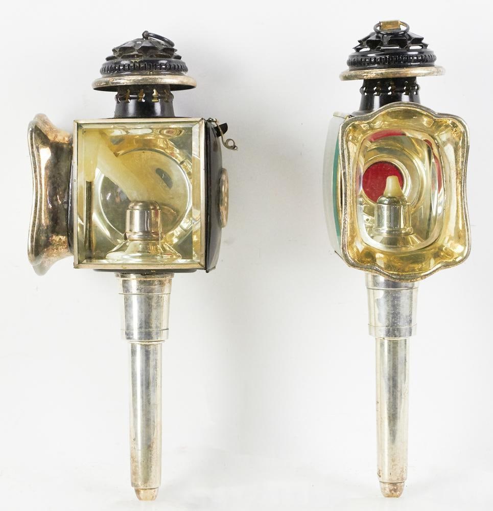Late 19thC Carriage Lamps with Beveled Glass, Silverplate Trim (1 of 18)