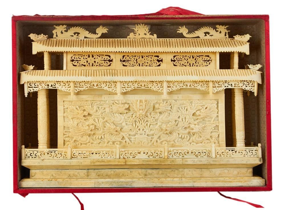 Antique Chinese Bone Dragon Wall: Antique Chinese bone dragon wall, 15" x 23" x 4". Provenance: Southern Connecticut collection.