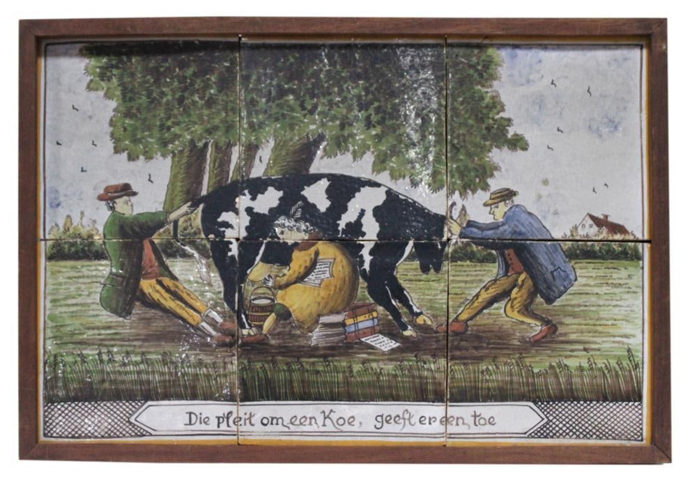 Frame Set of Dutch Delft-style Ceramic Tiles (1 of 3)