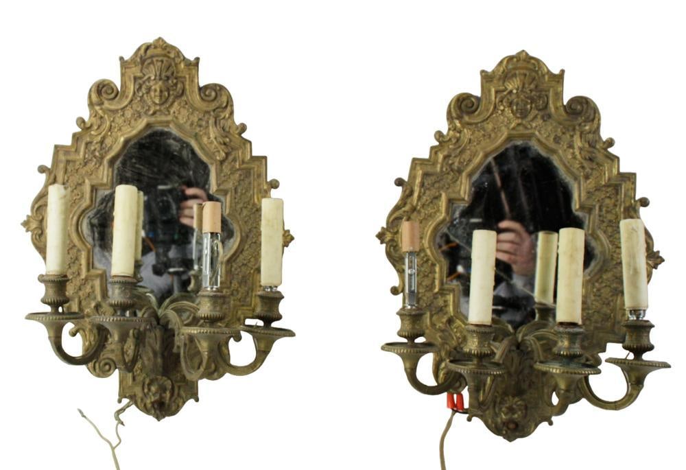 Pair of Bronze Mirrored Wall Sconces (1 of 12)