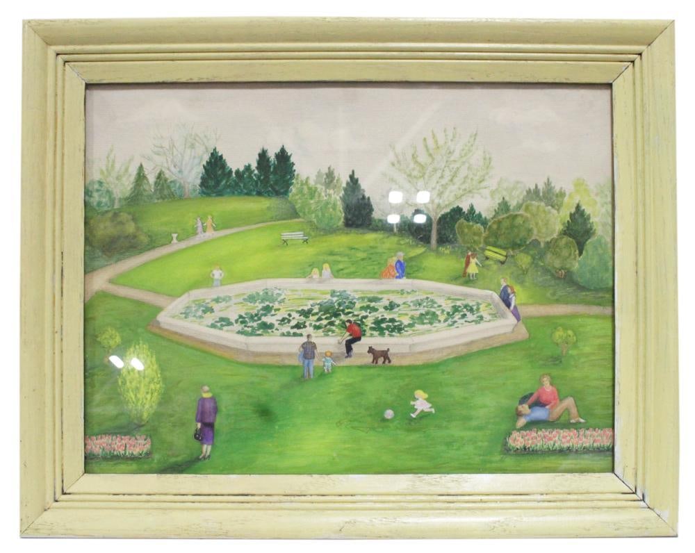 Folk Art Watercolor of People in the Park (1 of 3)