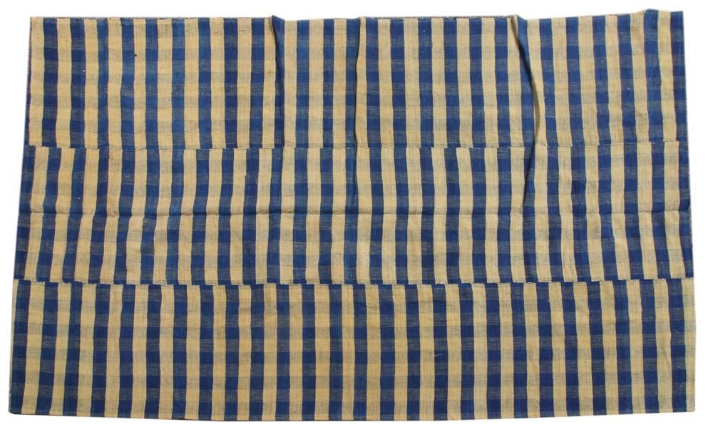 Geometric Design Blue and Yellow Striped Rug (1 of 6)