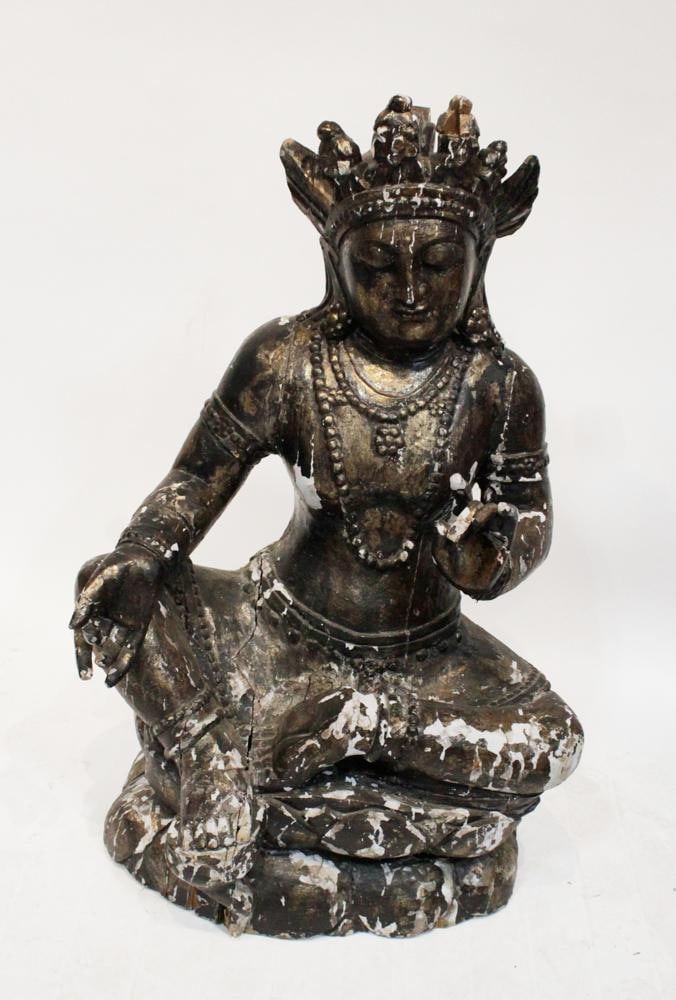 Chinese Carved Wood Buddha: Chinese carved wood Buddha, 41" x 26". Provenance: Southern Connecticut collection.