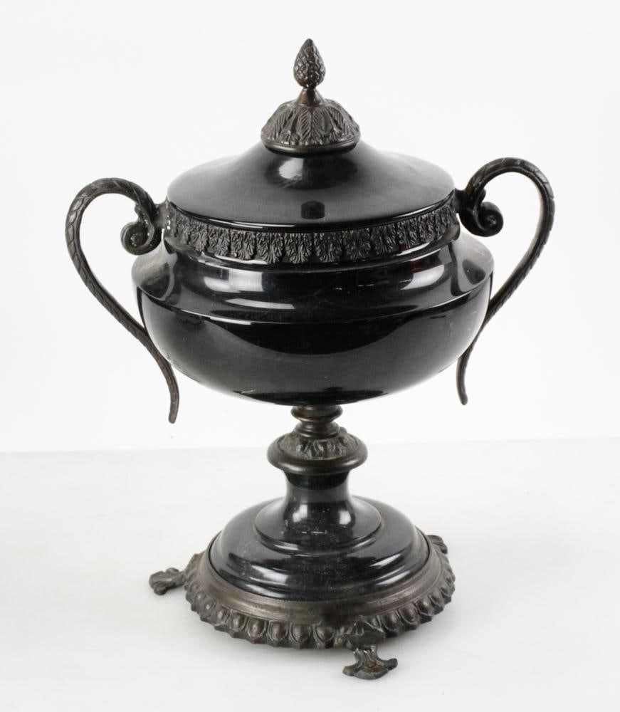 Black Marble Covered Urn with Bronze Fittings (1 of 12)