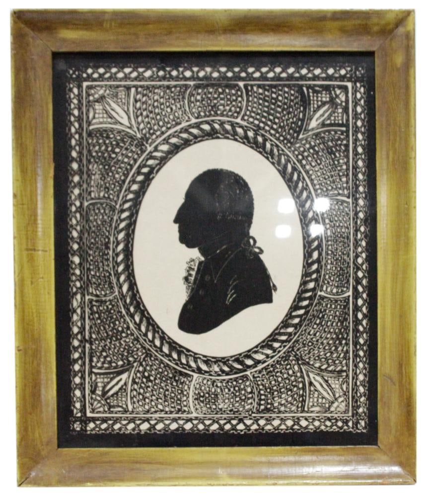 18thC Cut Paper Silhouettes of George Washington (1 of 3)