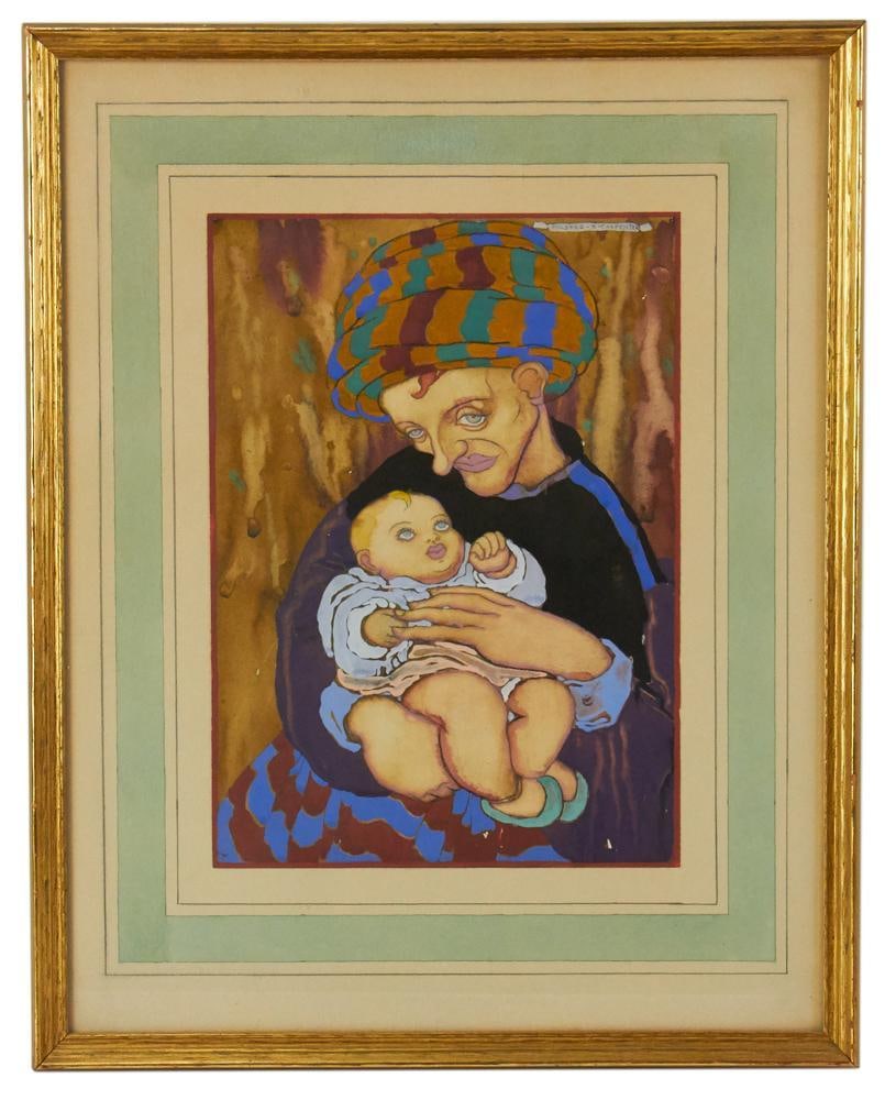 Mildred Bailey Carpenter, Woman Holding Baby, Gouache (1 of 10)