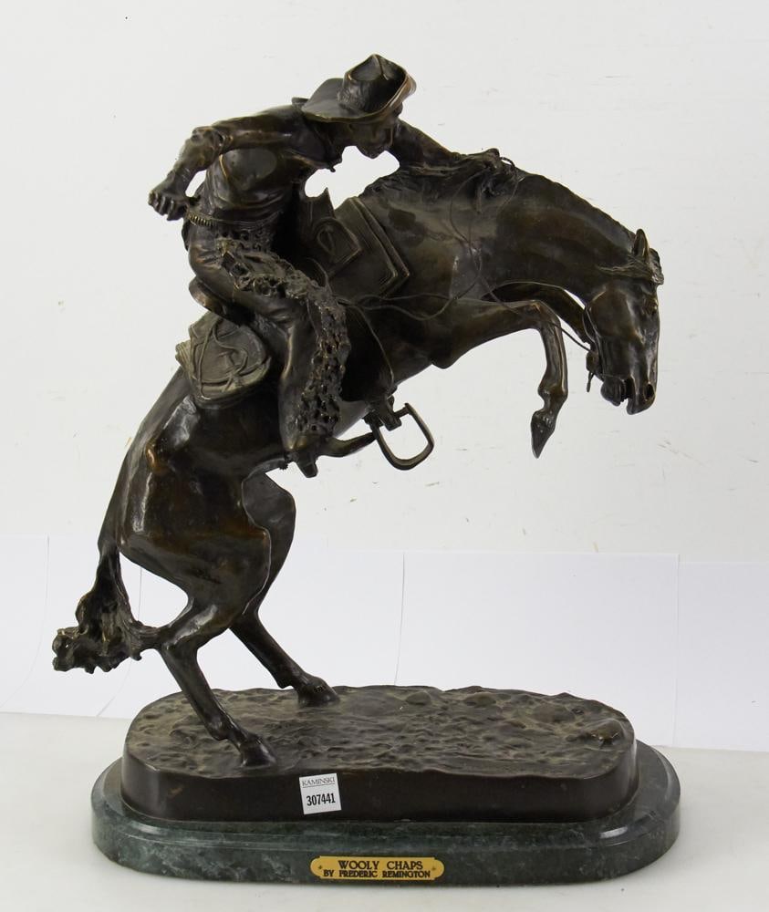 In The Style of Frederic Remington, Western Cast Bronze Cowboy and Horse (1 of 5)