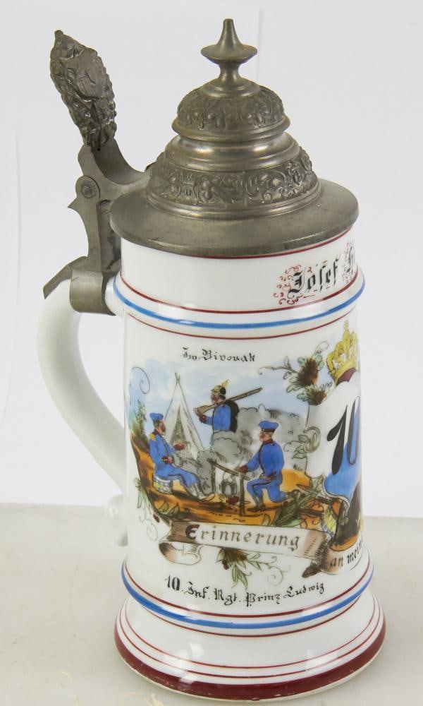 19thC Military Reservist's Beer Stein with Lithophane (1 of 9)