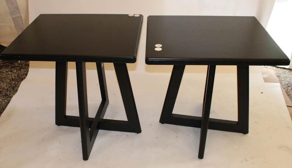 Pair of Square Black Wood Tables (1 of 4)