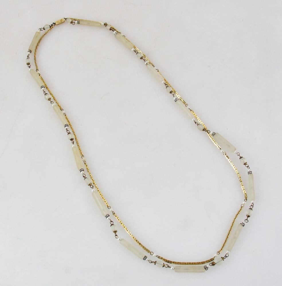 Seguso Gold Filled and Venetian Glass Necklace: Seguso gold filled and Venetian glass necklace, initialed AS on clasp, 35" L. Purchased at Seguso shop in Venice. Provenance: Woburn, Massachusetts collection. PLEASE NOTE: payment for silver, gold, j