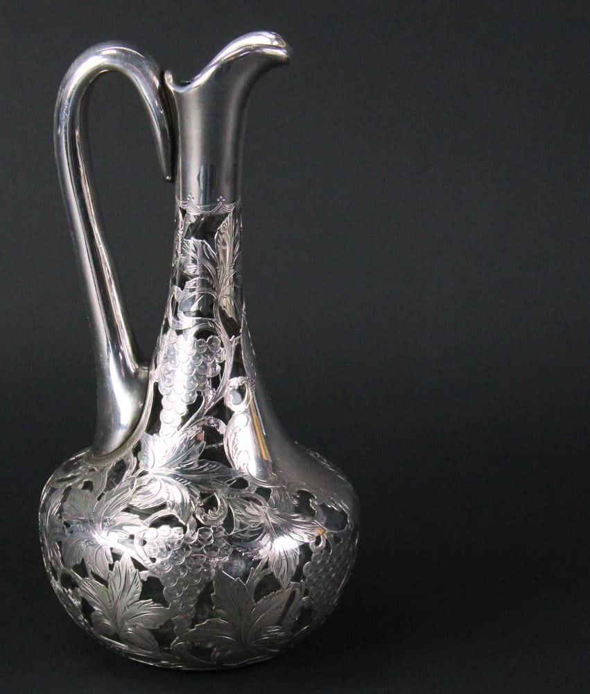 Sterling Overlay Decanter with Grape Design (1 of 6)