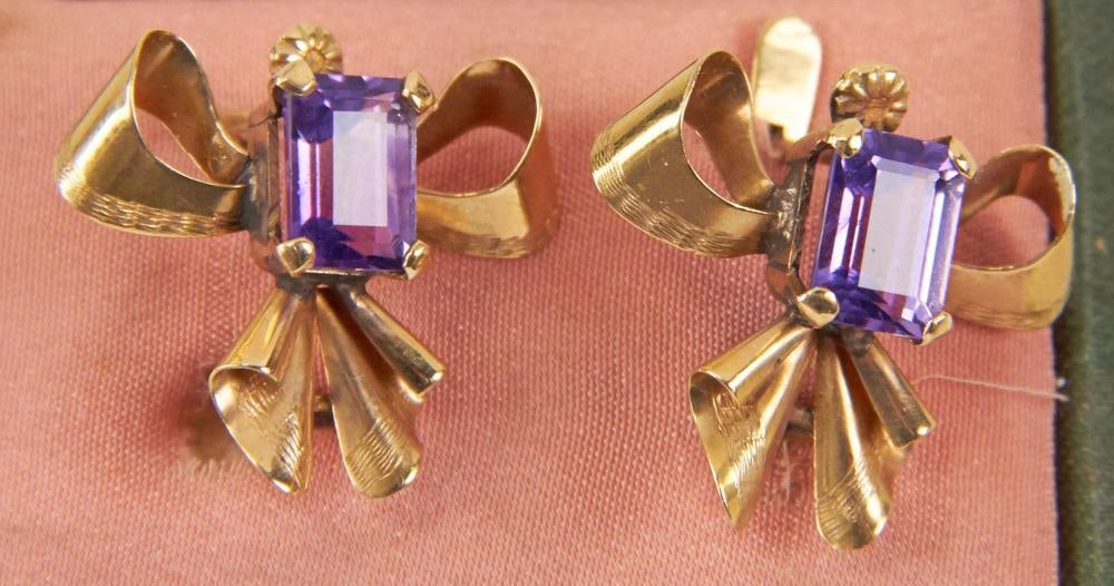 Pair of 18k Rose Gold and Amethyst Earrings (1 of 8)