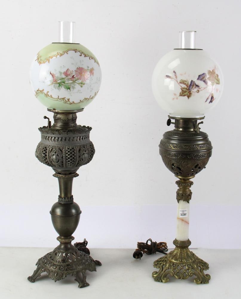 Two Antique Oil Lamps with Original Shades (1 of 6)
