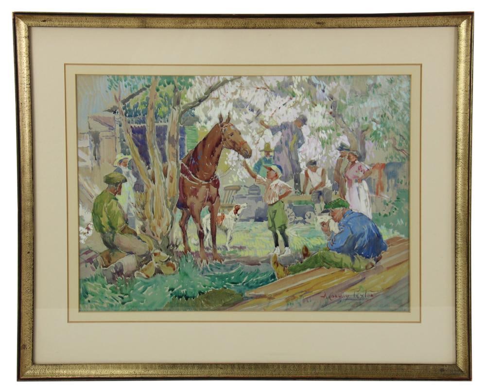 Conway Peyton, "The Thoroughbred", Watercolor Gouache (1 of 5)