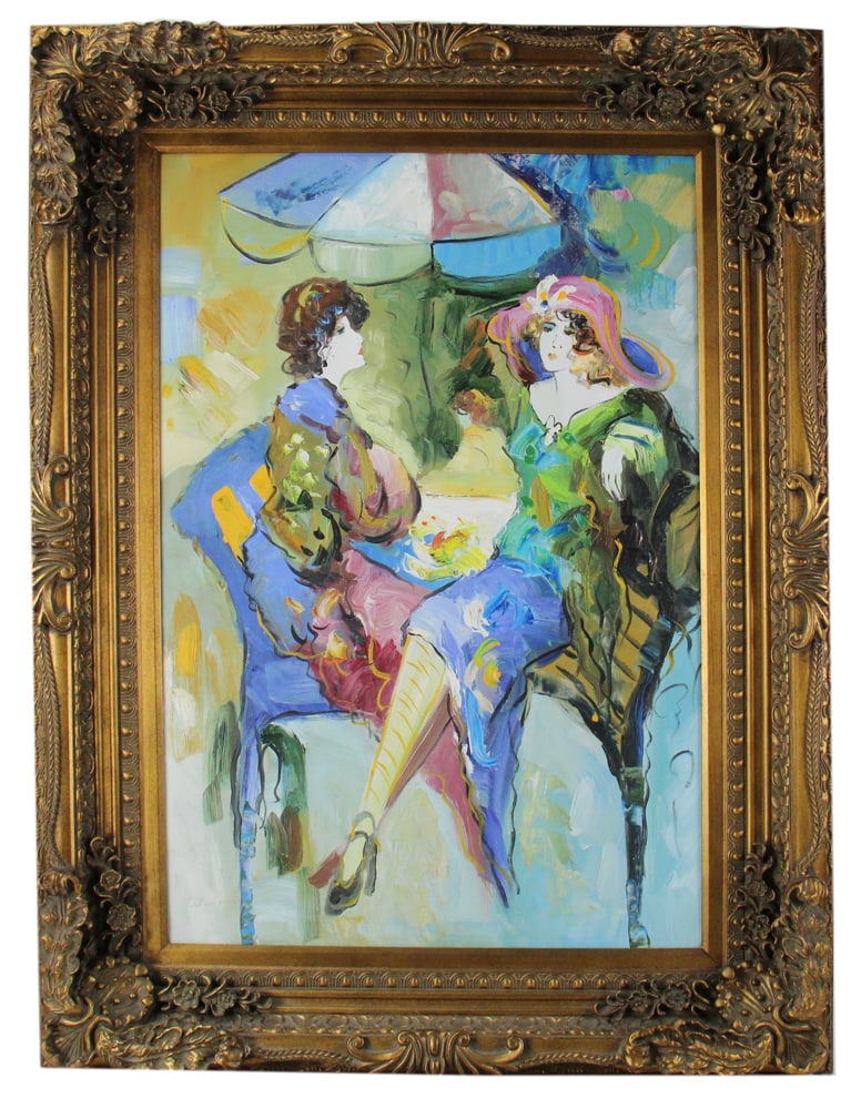 In the Manner of Tarkay, Woman at Cafe, Oil on Canvas (1 of 7)