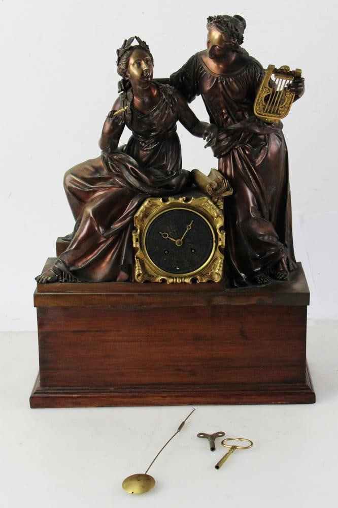 19thC French Figural Bronze Mantel Clock (1 of 7)