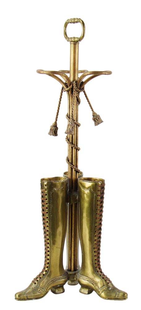 Theodore Alexander Brass and Bronze Boot Umbrella Stand (1 of 5)