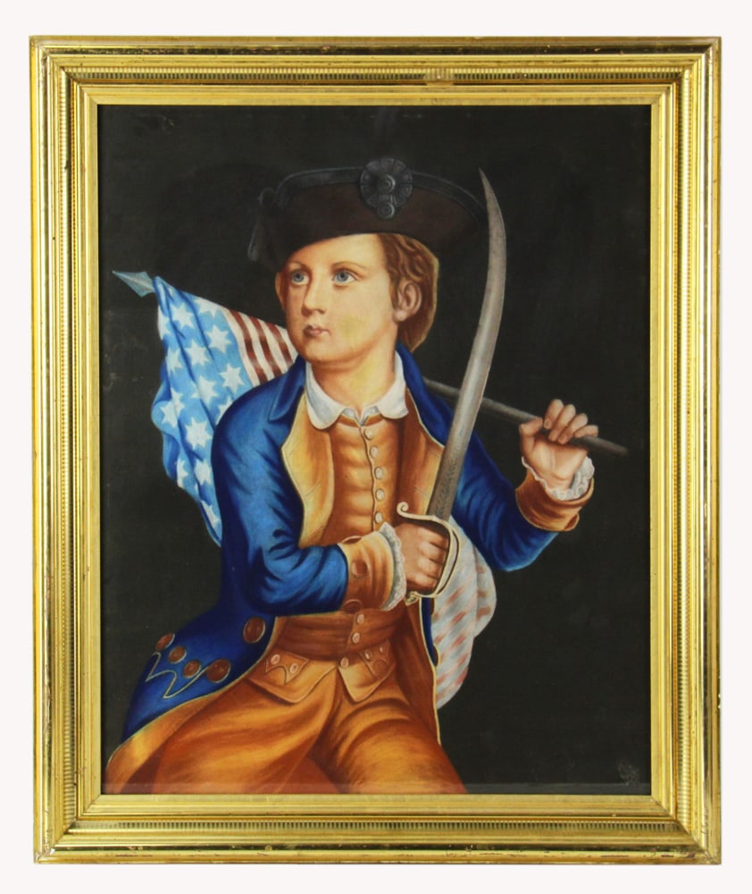 American Patriot, Pastel: American patriot, pastel, 25 1/2" x 20" (sight), in gilt frame 30" x 25". Provenance: Estate of Dalia Zikas of Melrose, Massachusetts.